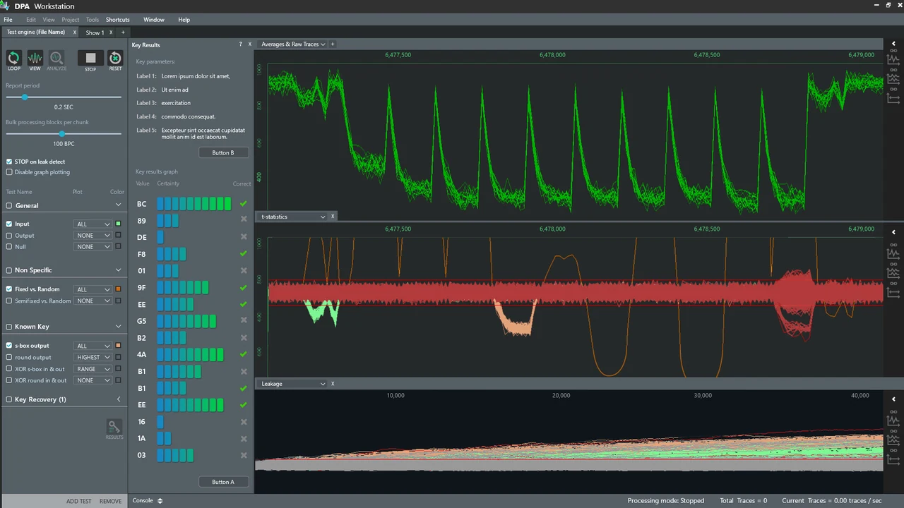 The Rambus analysis workspace with signal traces, selectable data and configuration controls.